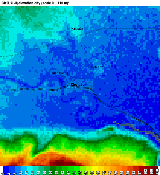 Chợ Lầu elevation map