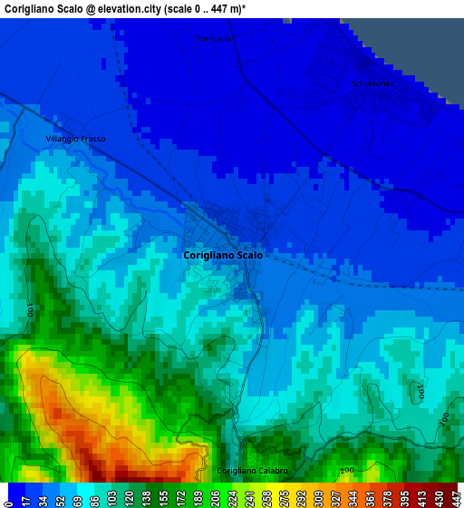 Corigliano Scalo elevation map