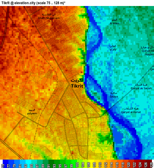 Tikrīt elevation map