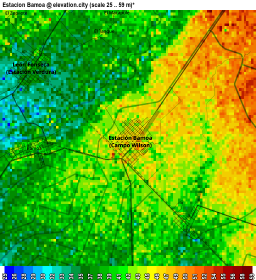 Estacion Bamoa elevation map