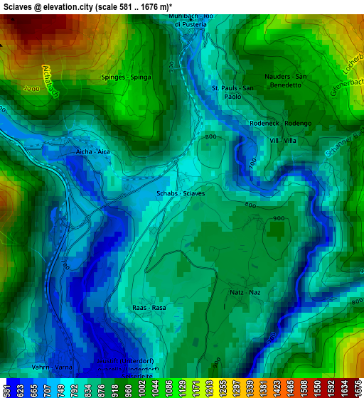 Sciaves elevation map