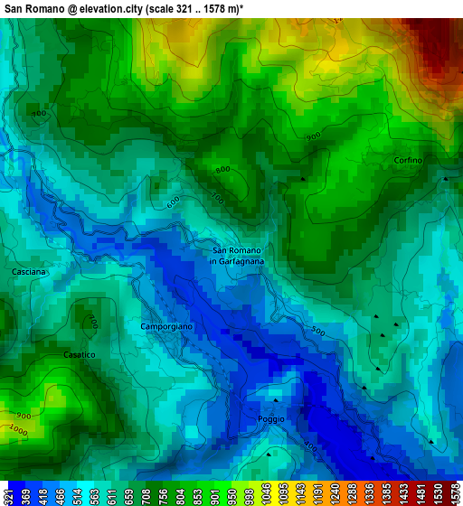 San Romano elevation map