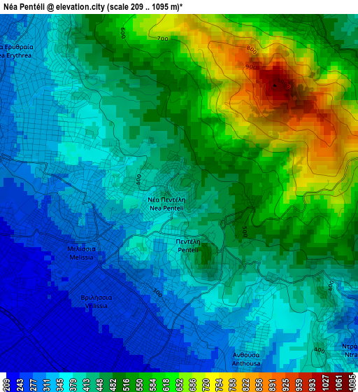 Néa Pentéli elevation map