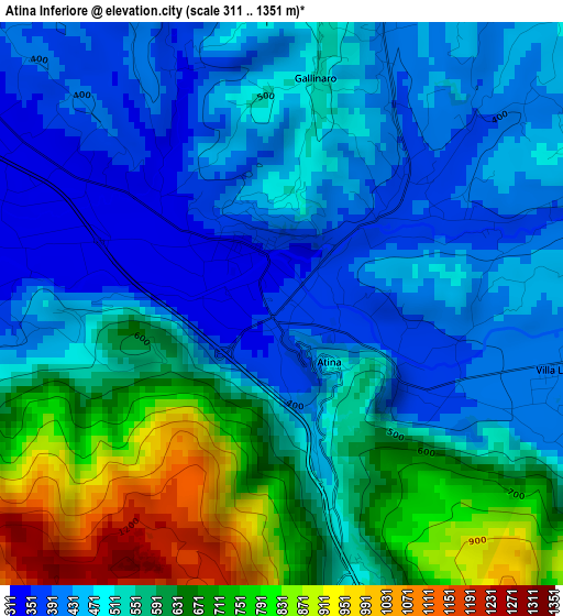 Atina Inferiore elevation map