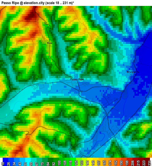 Passo Ripe elevation map