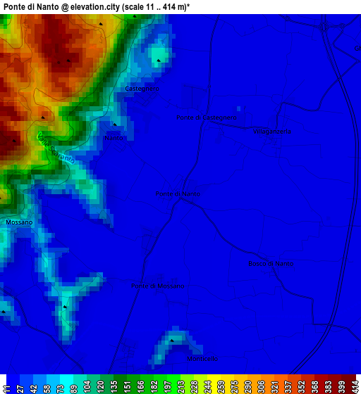 Ponte di Nanto elevation map