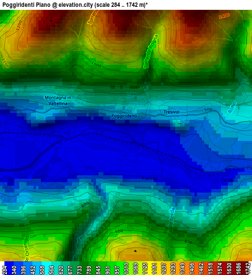 Poggiridenti Piano elevation map