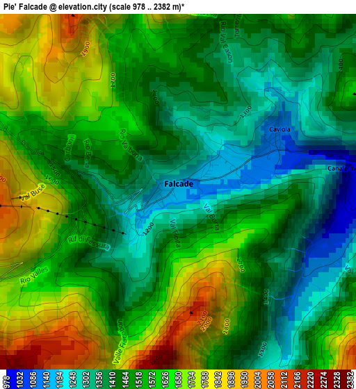 Pie' Falcade elevation map