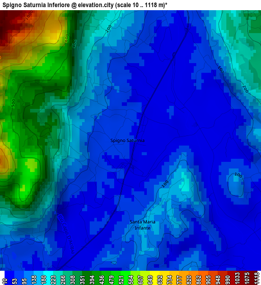 Spigno Saturnia Inferiore elevation map