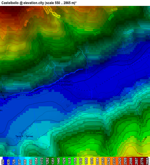 Castelbello elevation map