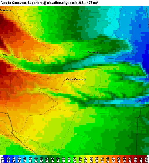 Vauda Canavese Superiore elevation map