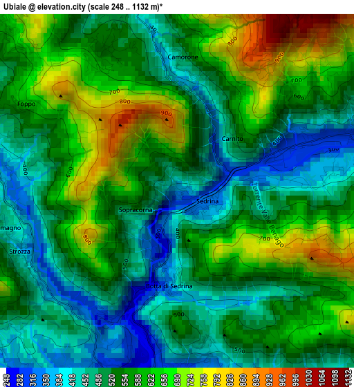 Ubiale elevation map