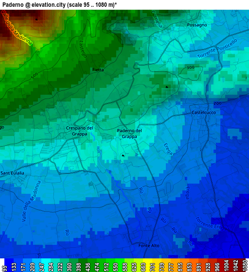 Paderno elevation map