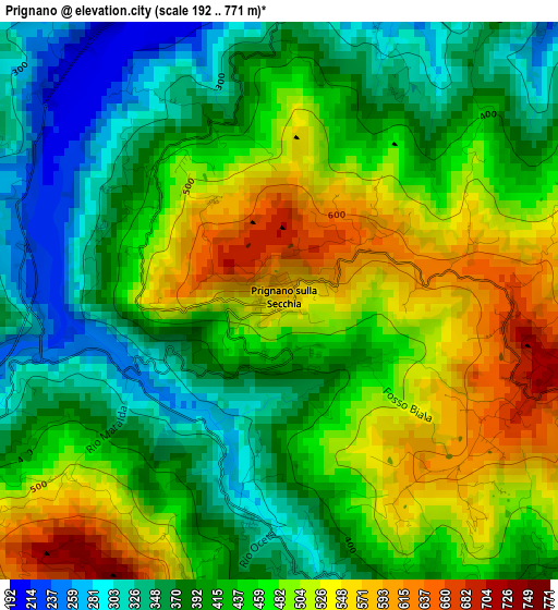 Prignano elevation map