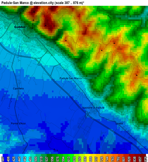 Padule-San Marco elevation map