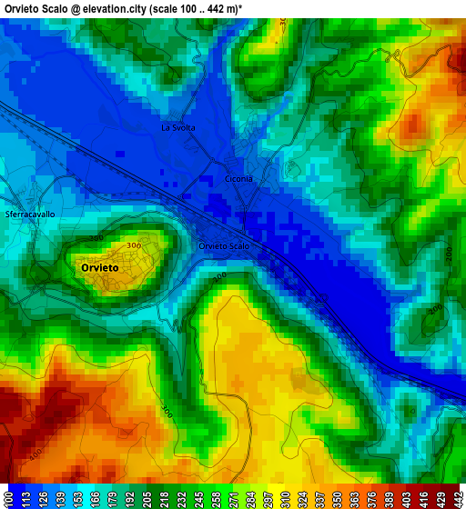 Orvieto Scalo elevation map