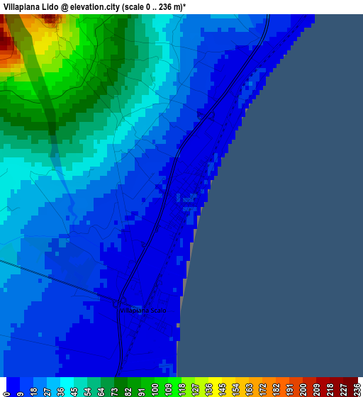 Villapiana Lido elevation map