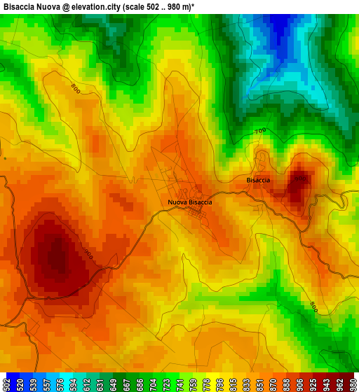 Bisaccia Nuova elevation map