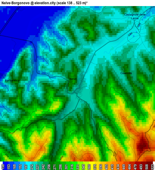 Neive-Borgonovo elevation map