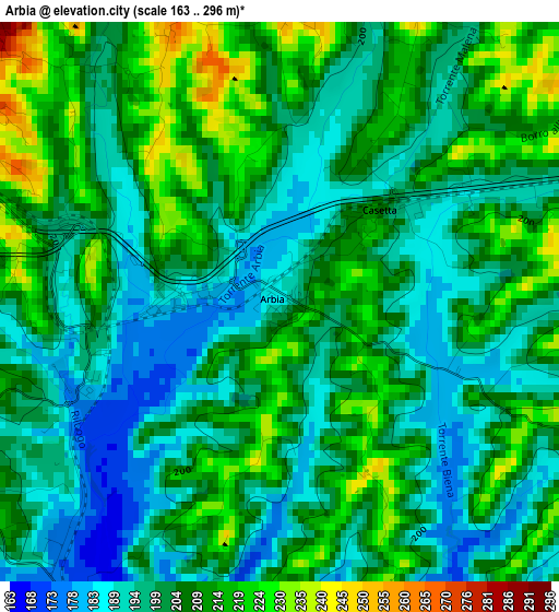 Arbia elevation map