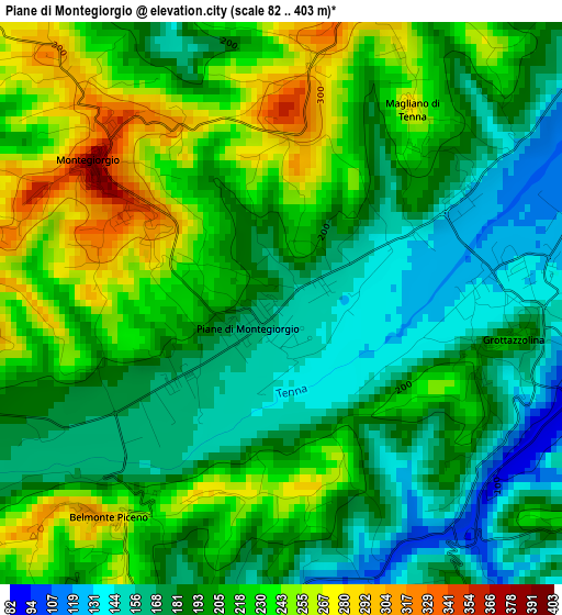 Piane di Montegiorgio elevation map