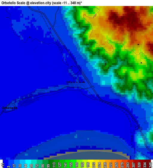 Orbetello Scalo elevation map