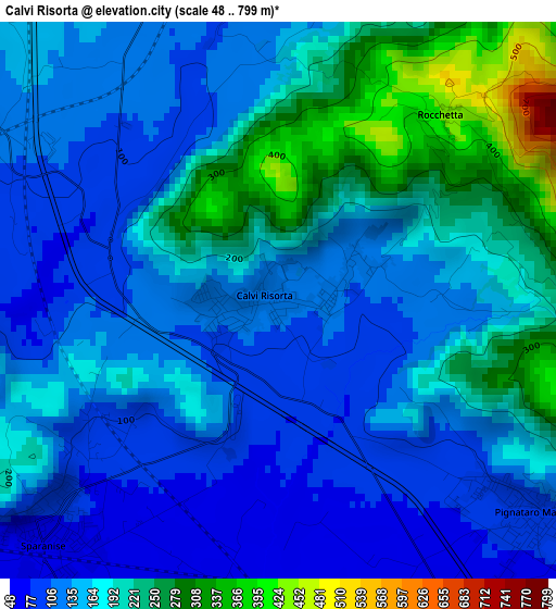 Calvi Risorta elevation map