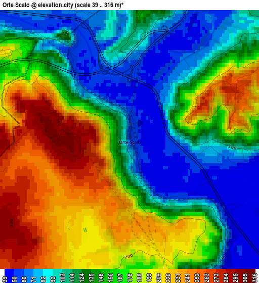 Orte Scalo elevation map