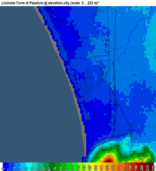 Licinella-Torre di Paestum elevation map