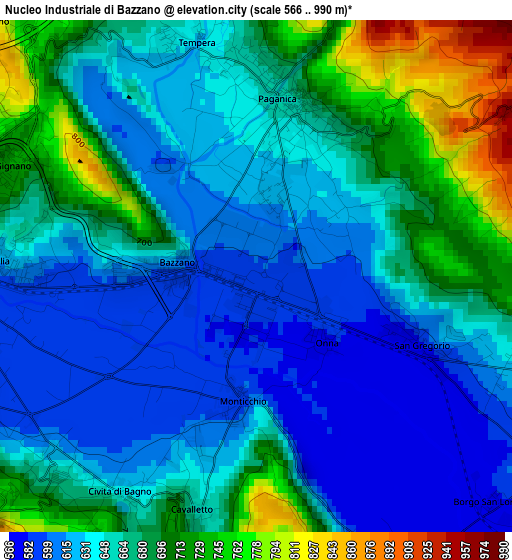 Nucleo Industriale di Bazzano elevation map