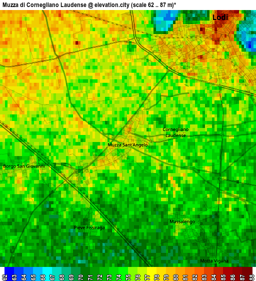 Muzza di Cornegliano Laudense elevation map