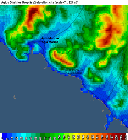 Agios Dimítrios Kropiás elevation map