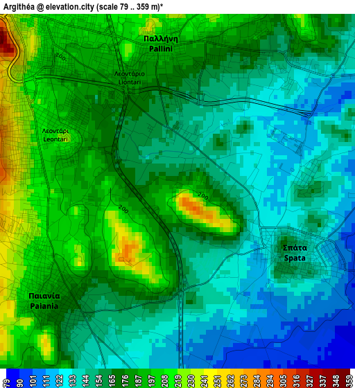 Argithéa elevation map