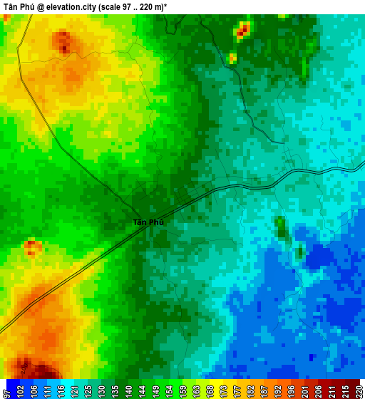 Tân Phú elevation map