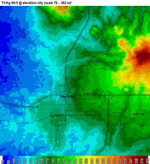 Thống Nhất elevation map