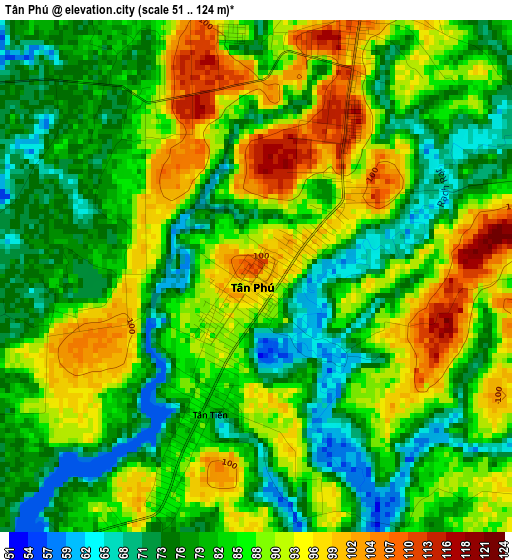 Tân Phú elevation map