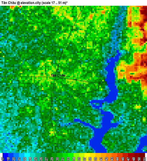 Tân Châu elevation map