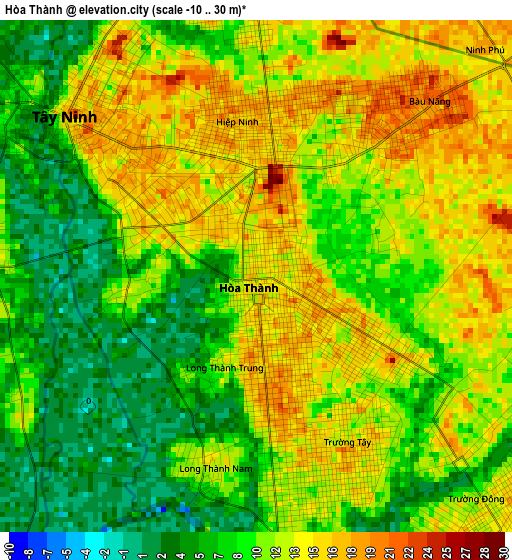 Hòa Thành elevation map