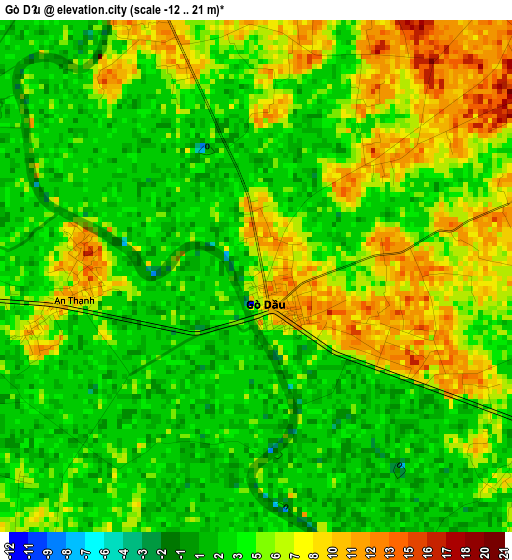 Gò Dầu elevation map