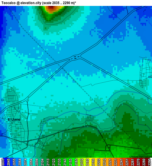 Teocalco elevation map