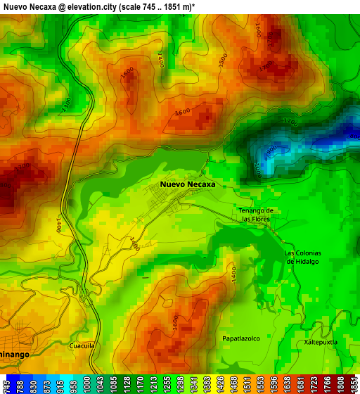 Nuevo Necaxa elevation map