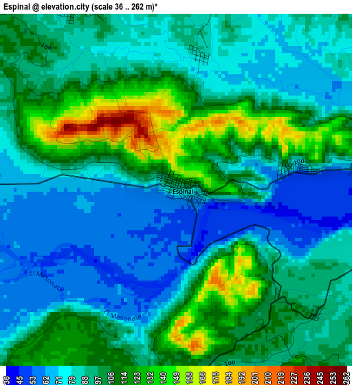 Espinal elevation map