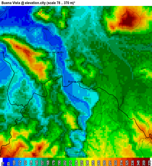 Buena Vista elevation map