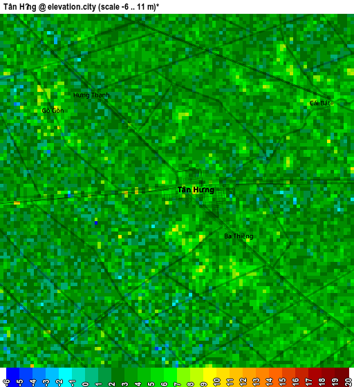 Tân Hưng elevation map