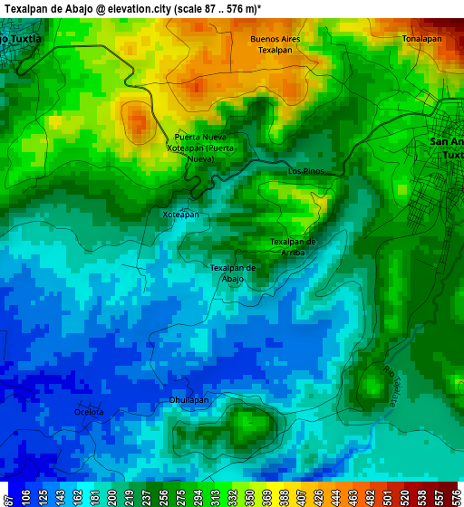 Texalpan de Abajo elevation map