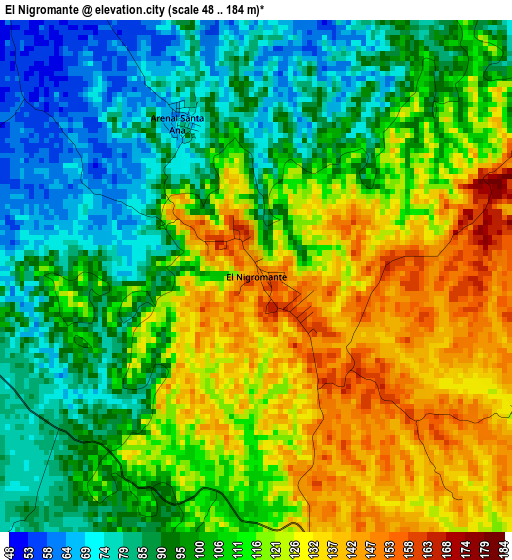 El Nigromante elevation map