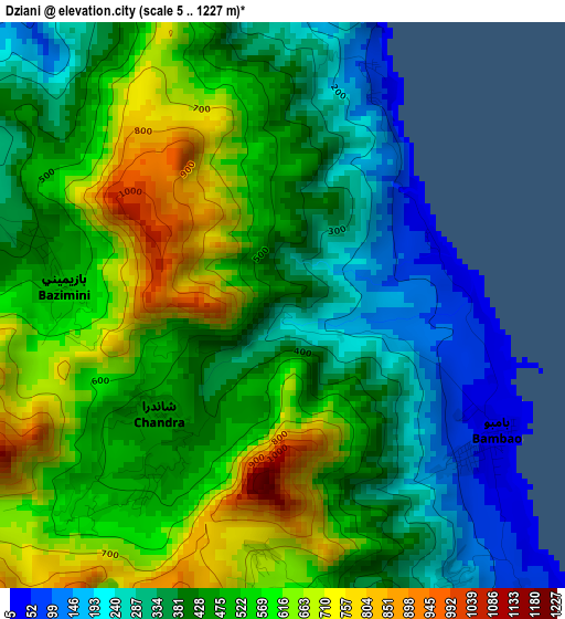 Dziani elevation map