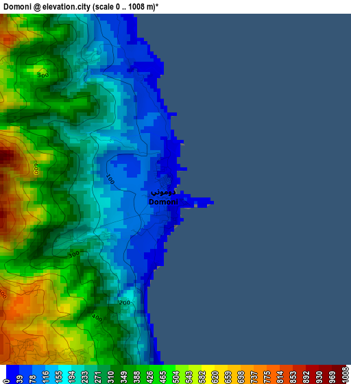 Domoni elevation map