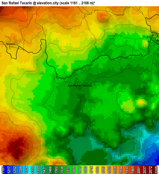 San Rafael Tecario elevation map