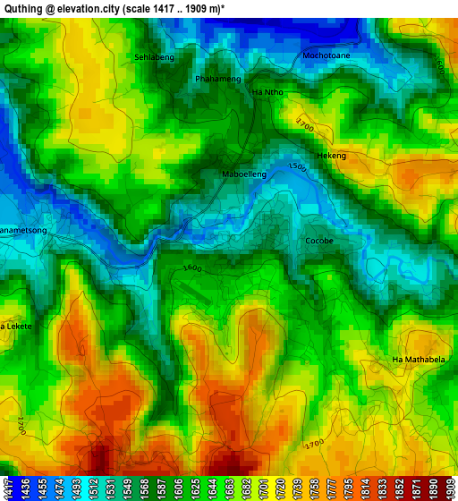 Quthing elevation map